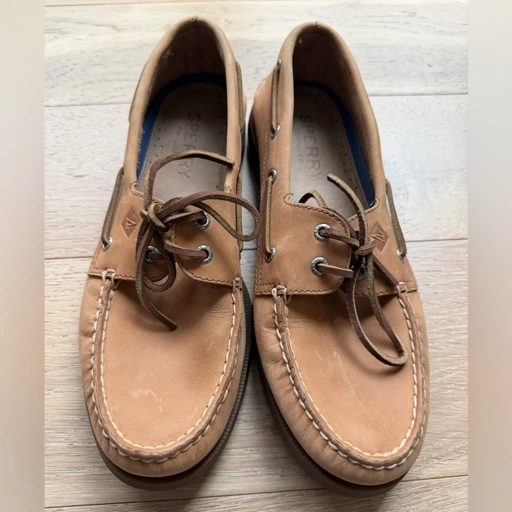 Sperry Authentic Original Sahara Boat Shoes Men’s 10 Leather Brown Deck Shoes - Picture 4 of 6